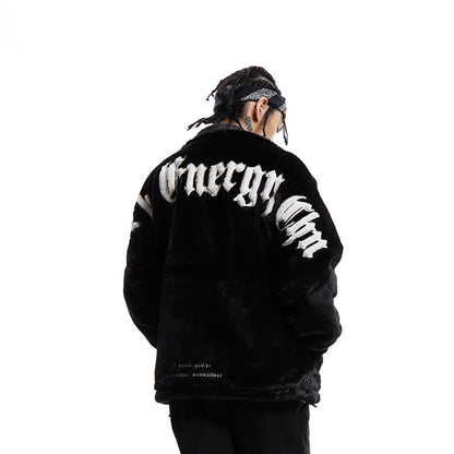 Hip Hop4XL Faux Fu Jacket Imitation Rabbit Hair Cotton Clothes Men's And Women's Fashion Brand Loose Thicken Men's Winter Jacket