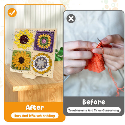 Wood Crochet Blocking Board Kit With Stainless Steel Rod Pins For Knitting Granny Squares Crochet Board Crafting Lovers Gifts