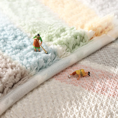 Microfiber Fleece Floor Mat Rainbow Carpet Bath Room Flower Rugs Water Absorbent Non-Slip Soft Bathmats Machine Washable Decor