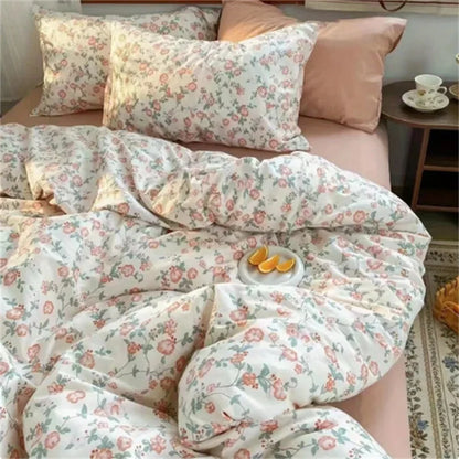 Ins Gradient Blue Bedding Set Soft Flat Sheet Duvet Cover Pillowcase Polyester Bed Linen Single Queen Full King Size Quilt Cover
