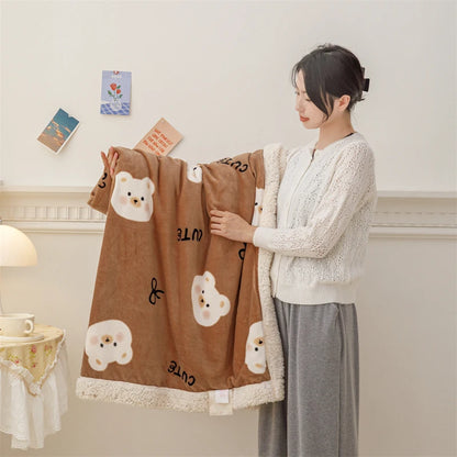 YanYangTian Plaid Warm Cartoon Thickened Nap Air Conditioning Blanket Double woolen blanket Bedspread on the bed Sofa Cover