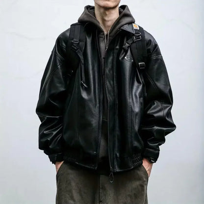 New Spring Autumn Pu Leather Men's Jacket Lapel Motorcycle Top Sleeveless Thickened Jacket For Men Women Trendy