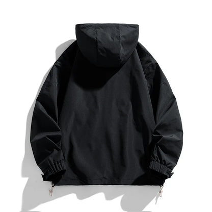 Men's Jacket Spring Autumn Hooded Loose Waterproof Windproof Male Workwear Jacket Korean Casual Fashion Clothes Top Outerwear