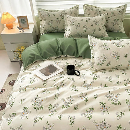 3pcs Duvet Cover Set with Pillowcases No Filling Floral Printed Warm Cute Comforter Soft Full Queen Size Home Bedding Set