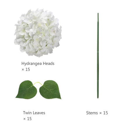 Silk Hydrangea Flowers 54 Petals Artificial Hydrangeas with Stem for Flower Arrangement Table Decor Wedding Home Decoration