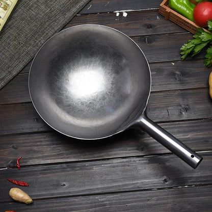 Thickened 30 32 34cm Uncoated Carbon Steel Wok pans Cooking Pot Chinese Hand-forged Non-stick Iron Pot cookware pans