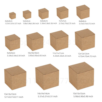 20/50pcs Multi Size Square Kraft Gift Box Black White Brown Fold Packaging Paper Box Proposal Box For Bridal Birthday Party